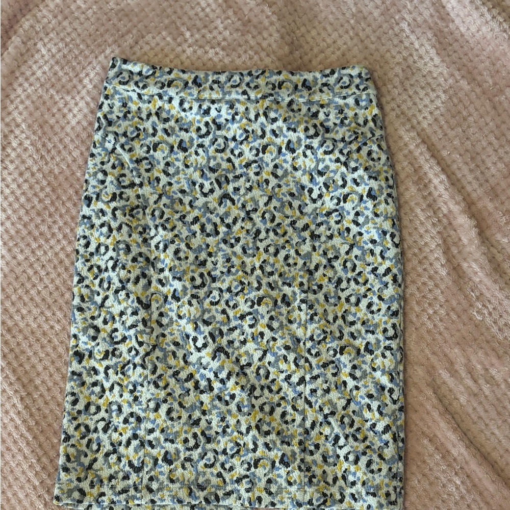 Maeve Printed Pencil Skirt in Yellow, Gray and Black